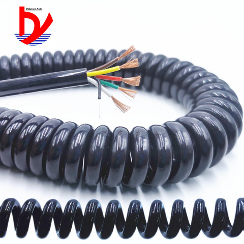 Wire spring spiral cable 2 core -3-4-5-6-8-9-10-12 core 0.2mm0.3mm0.5mm black and white power cord can extend the tensile wire ► Photo 1/6