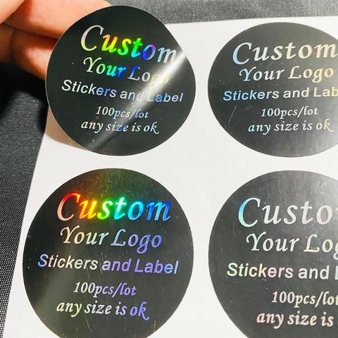 100PCS custom sticker and Customized LOGO/Wedding stickers/Design Your Own Stickers/Personalized stickers Holographic Silver ► Photo 1/6