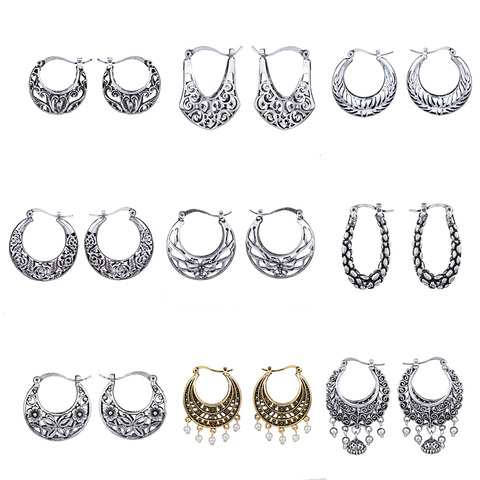 Fashion Women Vintage Water Drop Carved Dangle Ear Hook Earrings Jewelry