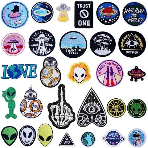 Alien UFO ET Iron On Patches Badges for Sew Seam Tailoring Clothes Suits of Coat Jacket Trousers T-shirt Pants Ornament Apparel ► Photo 1/6