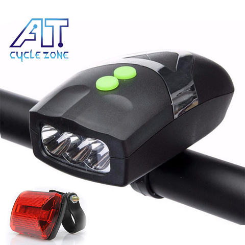 CYCLE ZONE 3 LED Bell Bike Bright Light Horns Ring Bicycle Safety Light Front Lamp Alarm Sound Cycling Headlight For Bicycles ► Photo 1/6