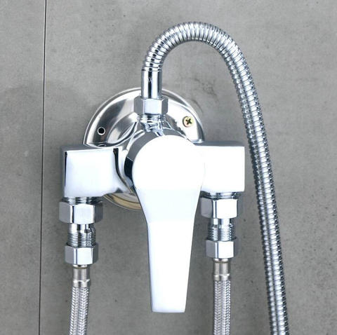 Free shipping Bath Shower Faucet Exposed Shower Valve Chromed Brass Mixer Valve Wall Mounted 2-Outlets 6662 ► Photo 1/6