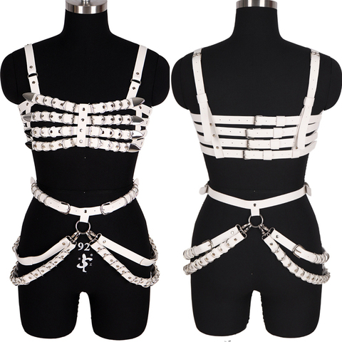 Womens Faux Leather Harness Body Chest Straps Belt Hollow Out Cage