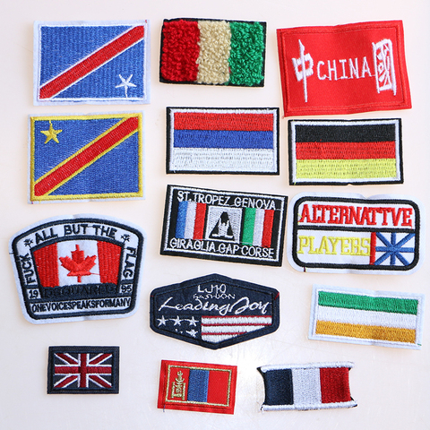 2 Pcs National Flags Icon Embroidered Iron on Patches for Clothing DIY Stripes Stickers Custom Badges on the Backpack ► Photo 1/6