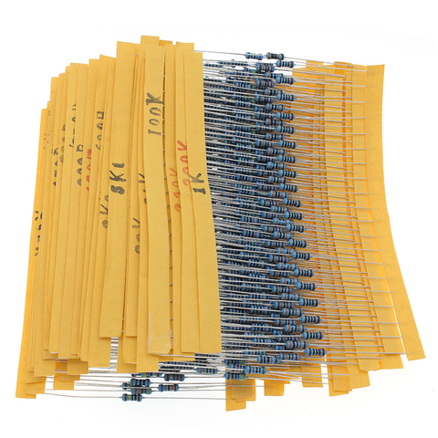 100pcs 1/4W 1R~22M 1% Metal film resistor 100R 220R 1K 1.5K 2.2K  4.7K 10K 22K 47K 100K 100 220 1K5 2K2  4K7 ohm resistance ► Photo 1/6