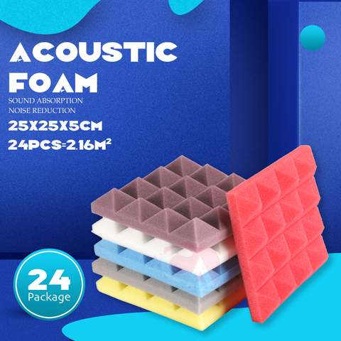 24pcs 250x250x50mm Studio Acoustic Soundproof Foam Pyramid Sound Absorption wall Treatment Panel Tile Wedge Protective Sponge ► Photo 1/6