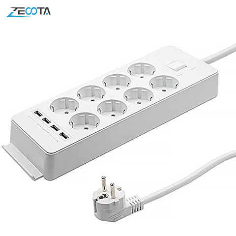 Multiple Power Strip EU Plug Socket 4/6/8 Way Electrical Outlets USB Charge Child Safety Protection Mounting 1.5m Extension Cord ► Photo 1/6