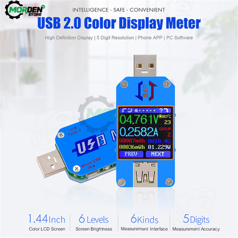 UM24 UM24C UM25 UM25C UM34  Voltage Current Meter USB 2.0 Type-C LCD Color Display Voltmeter Ammeter Battery Charge USB Tester ► Photo 1/6