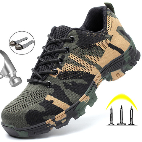 Construction Indestructible Shoes Men Steel Toe Cap Work Safety boot Safety Shoes Men Boots Camouflage Military Boots Work Shoes ► Photo 1/6