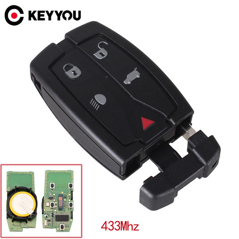 KEYYOU For Land Rover Freelander 2 Smart Remote control Car Key 433 Mhz Case 5 Button With Small Uncut Blade Fob Key Cover ► Photo 1/6