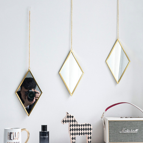 Metal Creative Mirror Wall-mounted Bathroom Bedroom Bathroom Mirror Makeup Mirror ► Photo 1/3