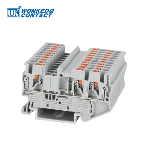 Din Rail Terminal Block PT 2.5-Twin 3 Conductors Push In Spring Screwless Feed Through Wire Conductor 10pcs wire connector ► Photo 1/6