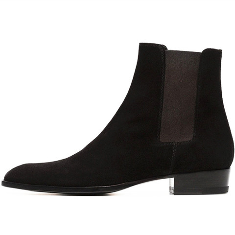 Prova Perfetto New Genuine Leather Chelsea Boots Popular Suede Slip on Martin boots Autumn winter Pointed toe Patent Leather ► Photo 1/6
