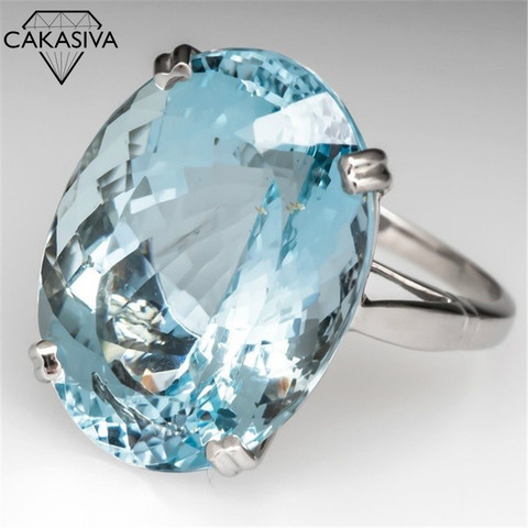 925 Silver Inlaid Aquamarine Zircon Ring Women's Wedding Engagement Festival Gift Jewellery ► Photo 1/4