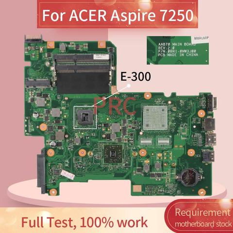 Laptop motherboard For ACER Aspire 7250 E-300 Notebook Mainboard AAB70 REV.2.0 DDR3 ► Photo 1/1