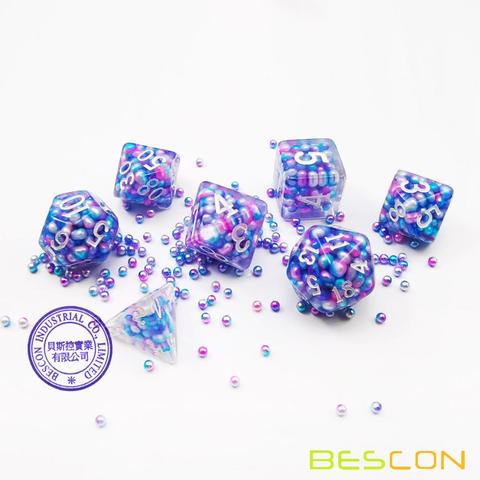 Bescon Peacock Pearl Polyhedral Dice Set, Pearl Poly RPG Dice set of 7 ► Photo 1/6