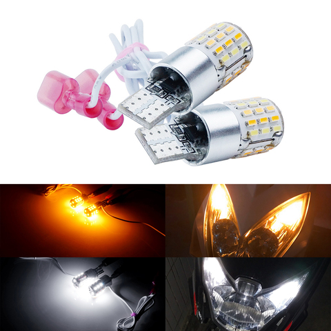 ANGRONG 2x Motorcycle Bike T10 W5W Dual Color LED Sidelight DRL Turn Singal Light Bulbs ► Photo 1/6