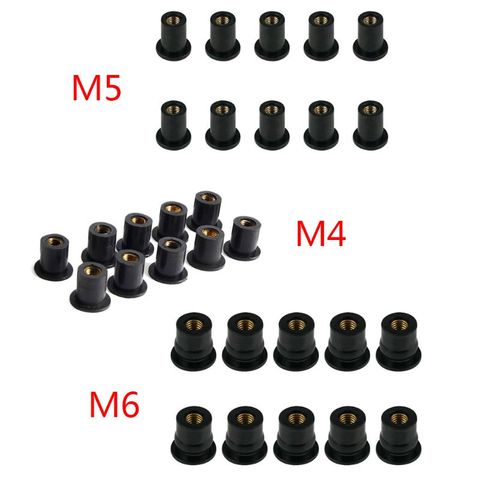 10pcs M4/M5/M6 Rubber Well Nuts Blind Fastener Windscreen Windshield Fairing Cowl Fastener Accessories for Motorcycle ► Photo 1/6