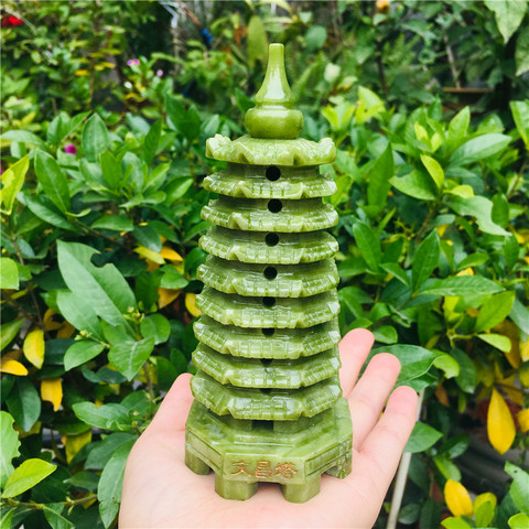 Natural stone jade pagoda point carved stone wenchang tower energy and chakra crystal healing crystals ► Photo 1/4