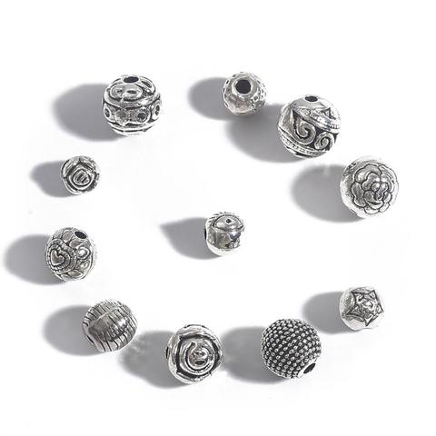 10-50pcs 5-9mm Antique Silver Color Tibetan Metal Beads Round Loose Spacer Beads For Jewelry Making DIY Bracelet Nekclace ► Photo 1/6