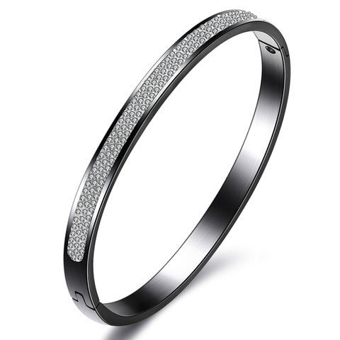 Wholesale Stainless Steel Bangles Jewelry With Good CZ Crystal Beads Bangle ► Photo 1/6