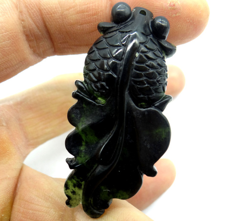 wholesale Natural stone Chinese stone hand-carved statue of fish amulet pendant for diy Jewelry making necklace Accessories S1 ► Photo 1/6