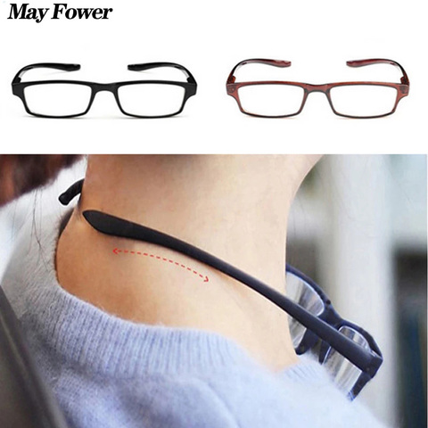 May Flower Light Anti-fatigue Reading Glasses Neck Hanging Presbyopia Eyewear Square Spectacles Eyeglasses For Men Women +3.5+4 ► Photo 1/6