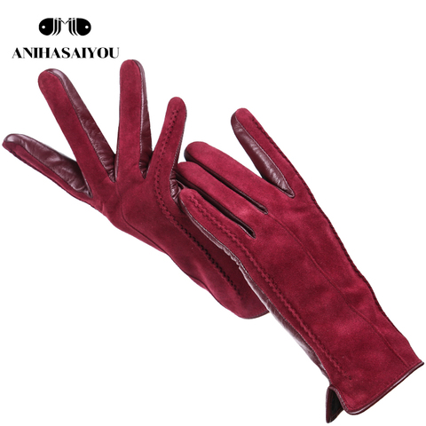 Good quality touch gloves color winter women's leather gloves genuine suede 50% genuine leather 50% women's gloves -2007 ► Photo 1/6