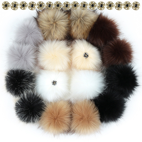 10 12 15cm False Hairball Hat Ball Pom Pom DIY Ball Wholesale Cap Accessories Multicolor Faux Fox Fur PomPom With Buckle ► Photo 1/6