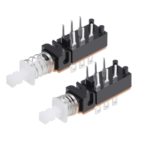 uxcell 2/5/10/15/20pcs Push Button Switch Latching DPDT 6 Pin 1 Position Self-Locking Black Straight Through Hole ► Photo 1/1