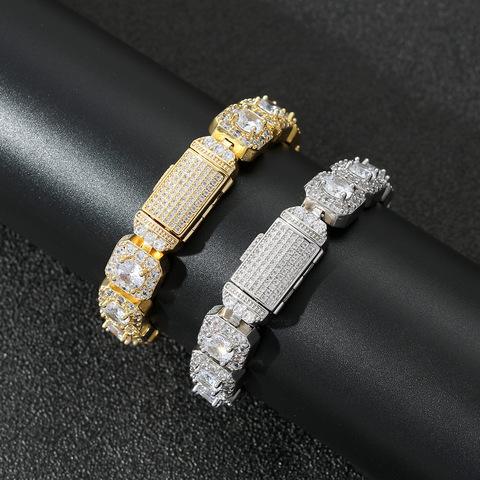 Bling 13MM Square Rock Cubic Zirconia Bracelet Fashion Hip Hop Luxury Full Iced Out CZ Mens Jewelry ► Photo 1/6