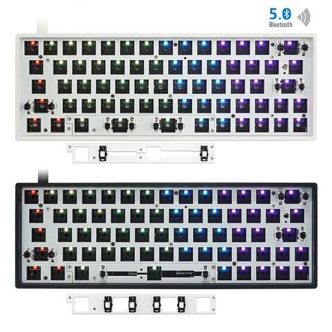 gk64xs gk64x gk64 hot swappable bluetooth wire wireless dual mode Custom Mechanical Keyboard rgb switch leds type c has software ► Photo 1/6