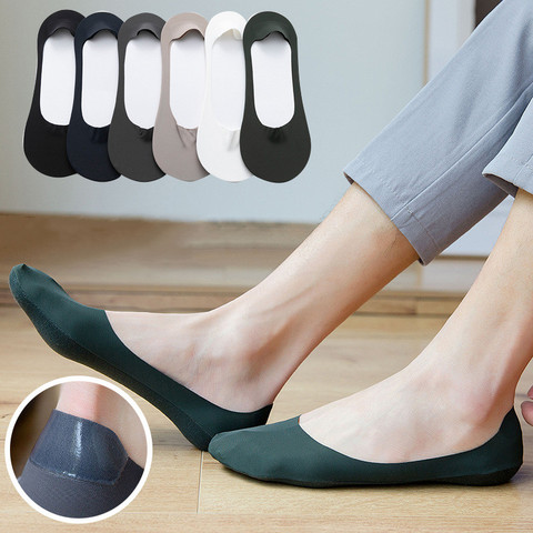 Jeseca Silicone Non-slip Mens Socks Slippers Summer Thin Breathable Ice Silk Sock Business Male Invisible Low Cut No Show Sock ► Photo 1/6