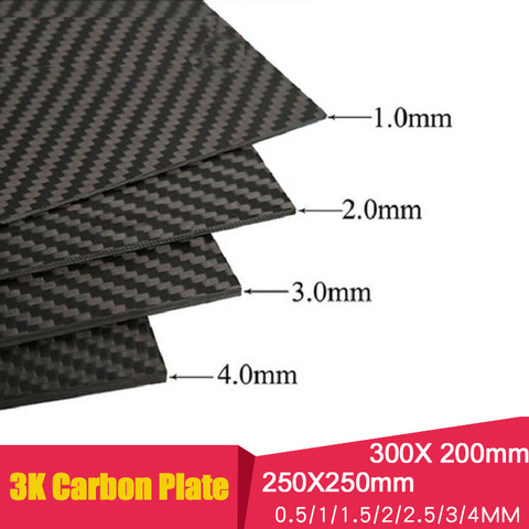 300 X 200MM 250X250MM Glossy 3K Pure Carbon Fiber Sheet Plate 0.5/1.0/1.5/2.0/3.0/4.0/5.0mm High Composite Hardness RC Material ► Photo 1/6