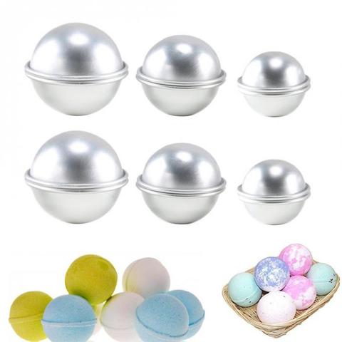 6PCS DIY Spa Tool Accessories Mini Aluminum Alloy Shallow Semicircle Bath Bomb Salt Ball Metal Mold 3D Sphere Shape 3 Size ► Photo 1/6