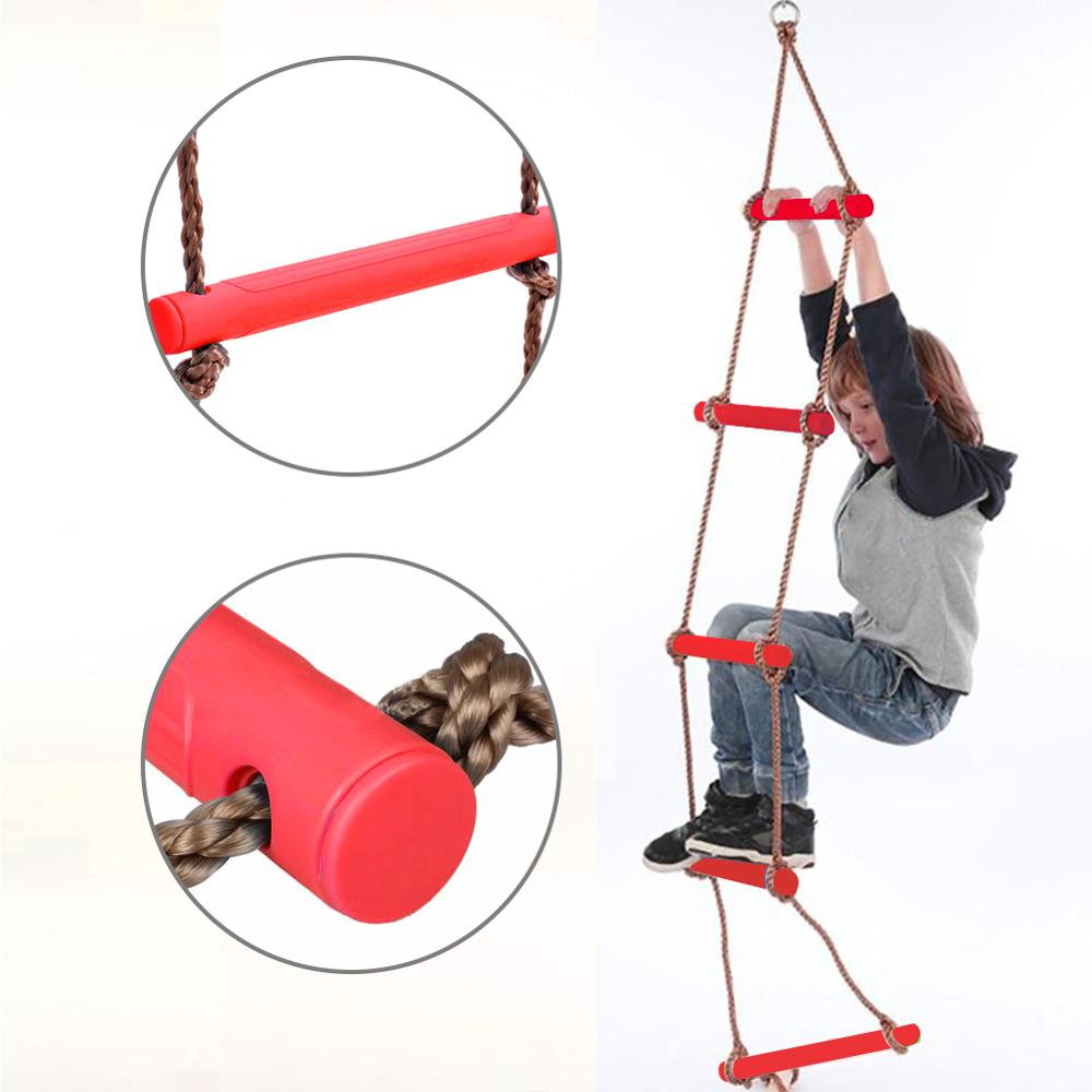 6 Rungs Wooden Rope Ladder Children Climbing Toy Safe Sports Rope Swing 