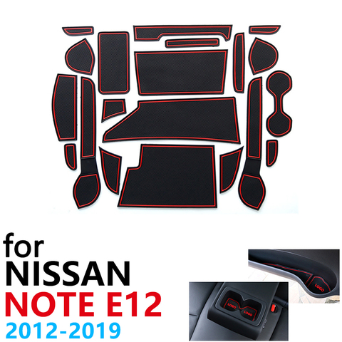 Anti-Slip Rubber Cup Cushion Door Groove Mat for Nissan Note E12 2012~2022 Accessories Car Stickers mat for phone Versa 2022 ► Photo 1/6