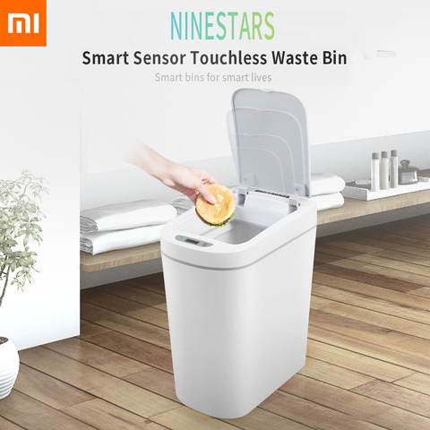Xiaomi NINESTARS Smart Trash Can Motion Sensor Auto Sealing LED Induction Cover Trash 7L Home Ashcan Bins Fashion ► Photo 1/6