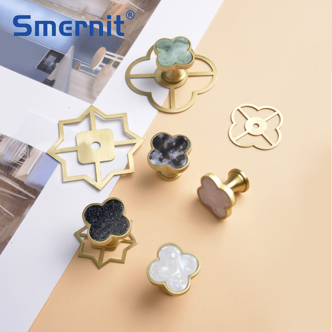 Four Leaf Clover Brass Furniture Handles European Door Knobs and Handles for Cabinet Kitchen Cupboard Drawer Pulls ► Photo 1/6