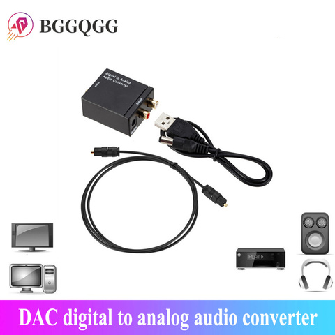 BGGQGG USB DAC Digital To Analog Audio Converter DAC Amplifier Audio Toslink Coaxial Signal To RCA R/L Audio Decoder SPDIF TV PC ► Photo 1/6