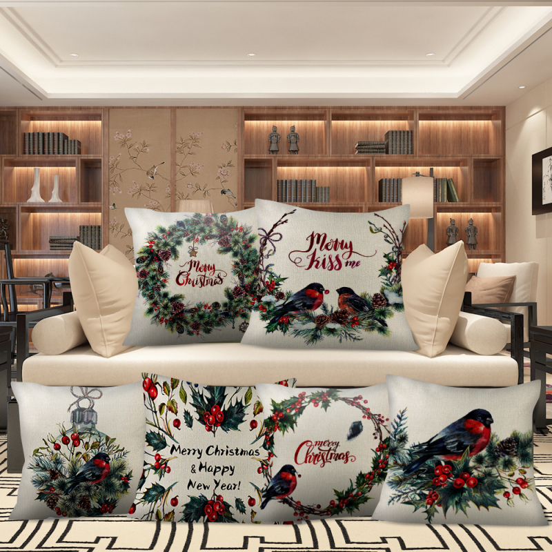Animals Printing Linen Pillow Case Cushion Cover Christmas Home Sofa Decorative 