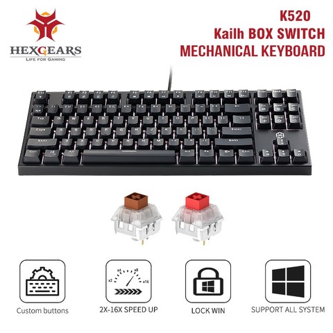 HEXGEARS K520 87 Keys Gaming Mechanical Keyboard Waterproof kailh box Switch single backlit Keyboard for Tablet Desktop Russian ► Photo 1/6