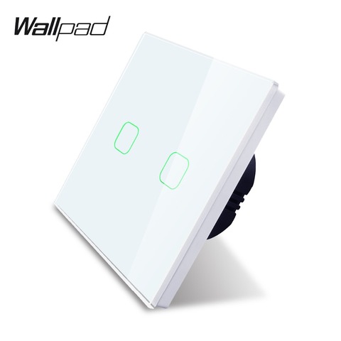 Wallpad K3 Capacitive 2 Gang 2 Way Intermediate Touch On Off 4 Colors Glass Panel Wall Electrical Light Switch for UK EU ► Photo 1/4