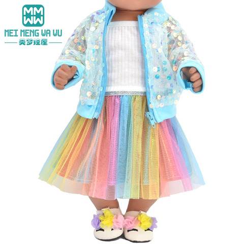 Baby clothes for doll fit 43 cm new born doll accessories Fashion sequined jackets and dresses Christmas gifts for kids ► Photo 1/6