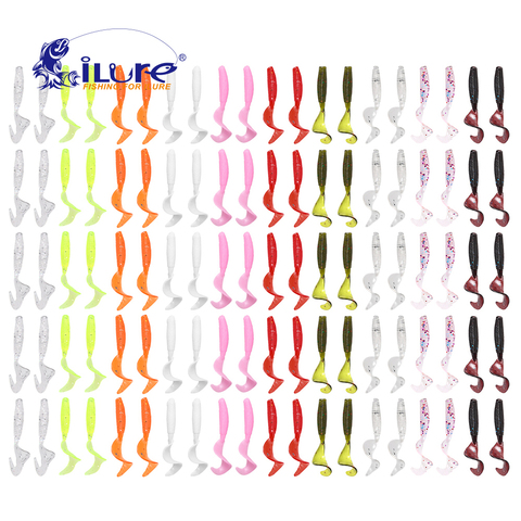 100 Pcs/lot Fishing Lures 40mm 0.4g Wobblers Carp Fishing Soft Bait Swimbait Tail Grub Lures Silicone Artificial Fishing Tackle ► Photo 1/6