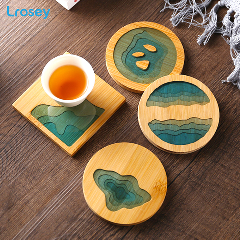 Chinese Placemat Bamboo waterproof insulation pad Fresh landscape Coaster Creative Kitchen Table Mat Home decor Dinner Plate Mat ► Photo 1/6