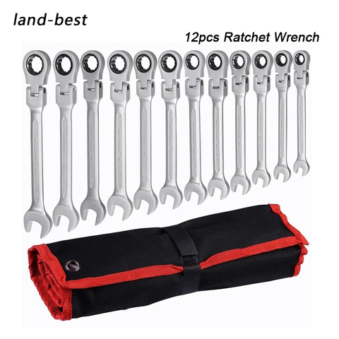 12pcs Ratchet Wrench 8-19mm Keys Set Ratchet Spanners Tools Set Wrenches Universal Flexible Head Wrench Car Repair Hand Tools ► Photo 1/6