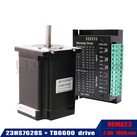 Nema 23 Stepper Motor 2 phase, 4-Leads 20Kgcm CNC  57x76mm 2.8A 189N.cm 23HS7628 +TB6600 Drive motor for CNC milling machine ► Photo 1/6