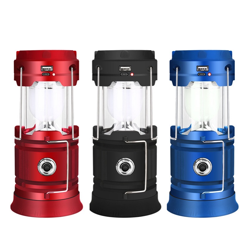 LED Solar Camping Lantern USB Rechargeable Flashlight 18650 Battery Emergency Work lamp Outdoor Waterproof Tent light forFishing ► Photo 1/6
