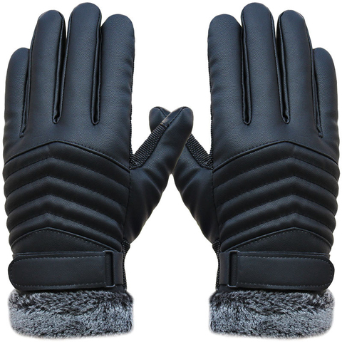 New Autumn Winter Velvet Gloves Men Touch Screen Mittens Glove Male Thickening Hiking riding Outdoor Non-slip Leather Gloves ► Photo 1/6